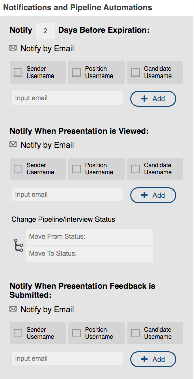 Notifications for Candidate Presentations
